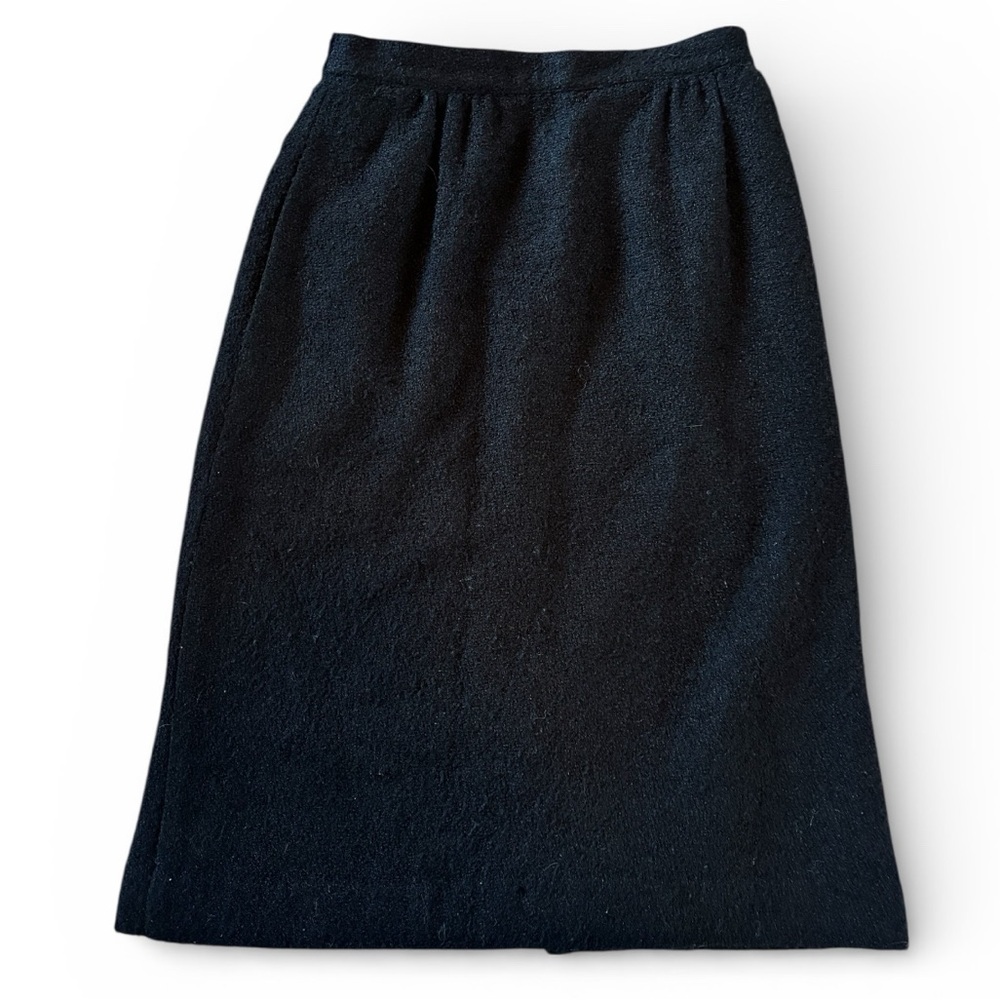 Boston Traveler Black Wool Blend Skirt | Size 6 | Vintage Made in USA